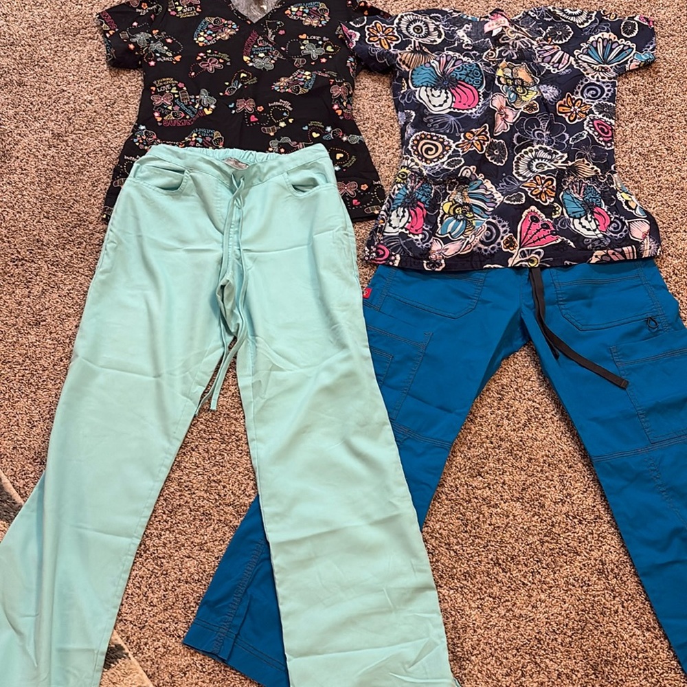 Bundle of two pairs of scrubs, just in time for spring, variety of brands.